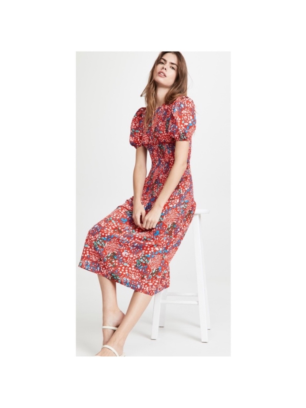 Never Fully Dressed Scarlett Cheetah Leopard Smocked Midi Dress 4